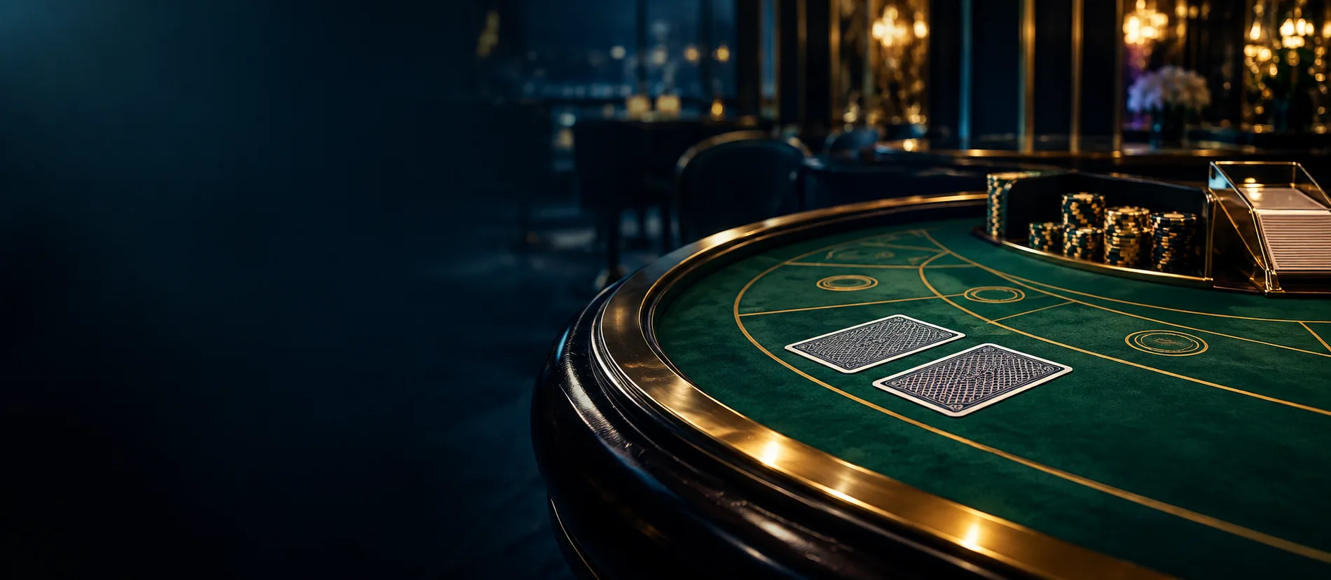 Bàn baccarat với bài và phỉnh